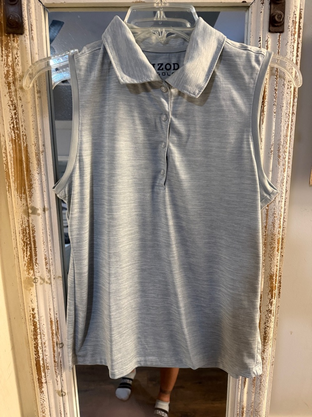 Izod Golf Sleeveless Polo Tank in Heather Light Gray